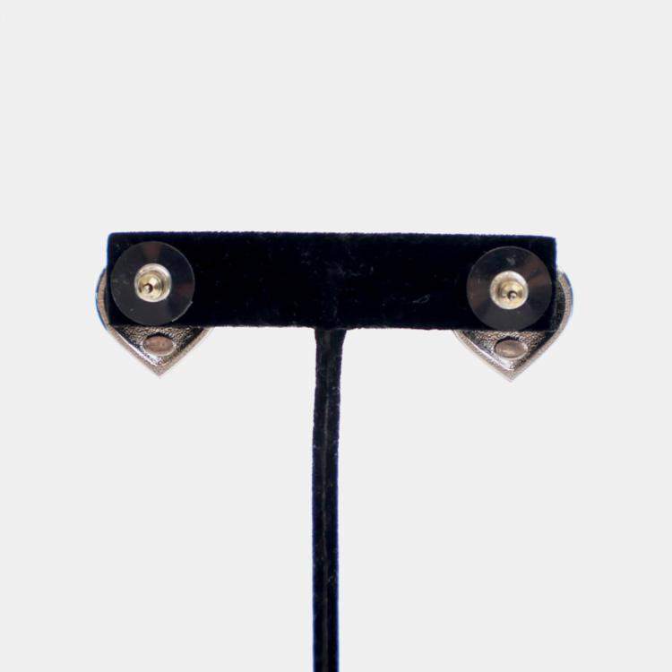 Pre Owned Chanel Crystal CC Heart Earrings