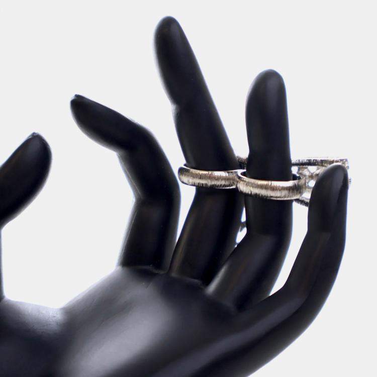 Pre Owned Chanel Crystal CC Bow Ring 