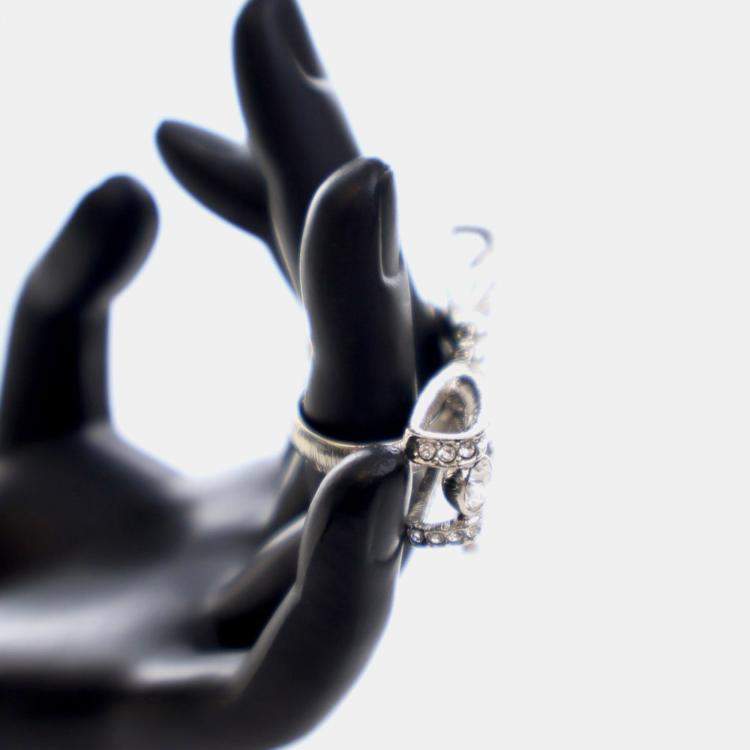 Pre Owned Chanel Crystal CC Bow Ring 