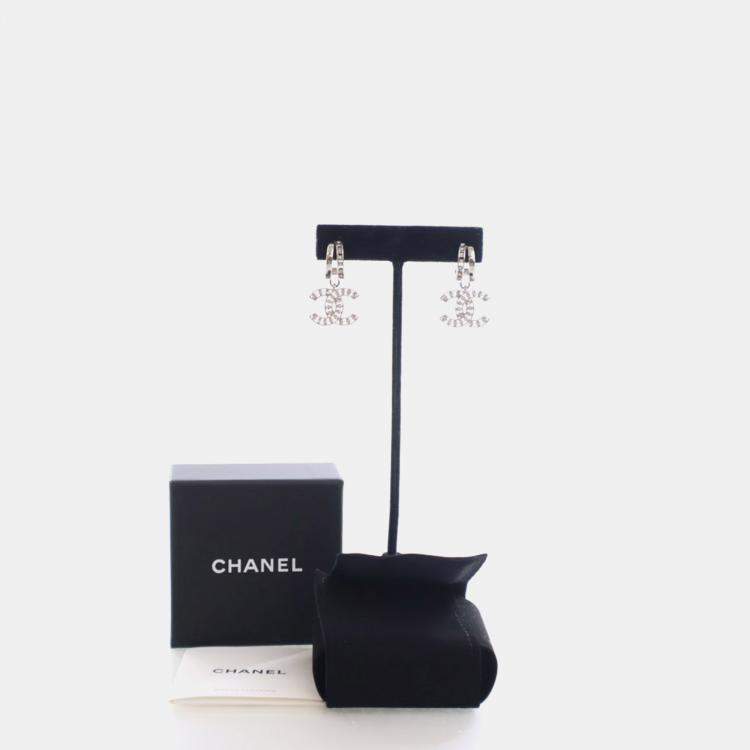 Pre Owned Chanel Crystal CC Drop Earrings
