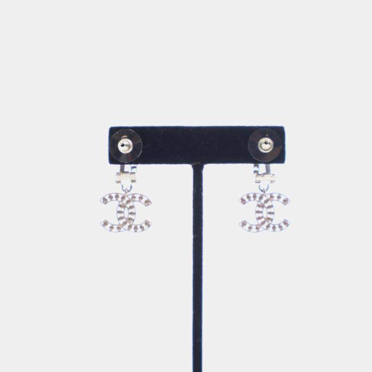 Pre Owned Chanel Crystal CC Drop Earrings