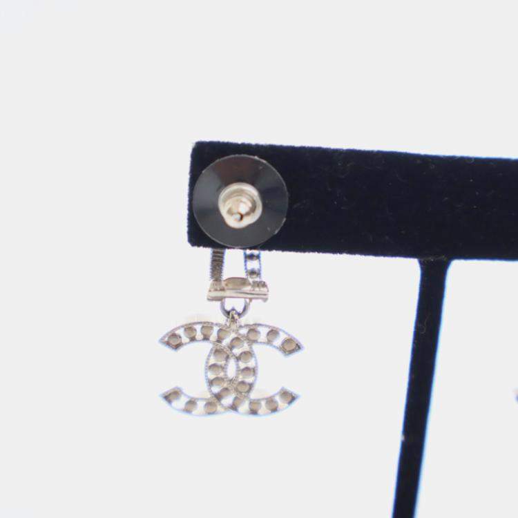Pre Owned Chanel Crystal CC Drop Earrings