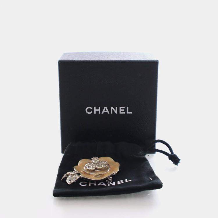 Pre Owned Chanel Vintage Camelia Crystal Brooch