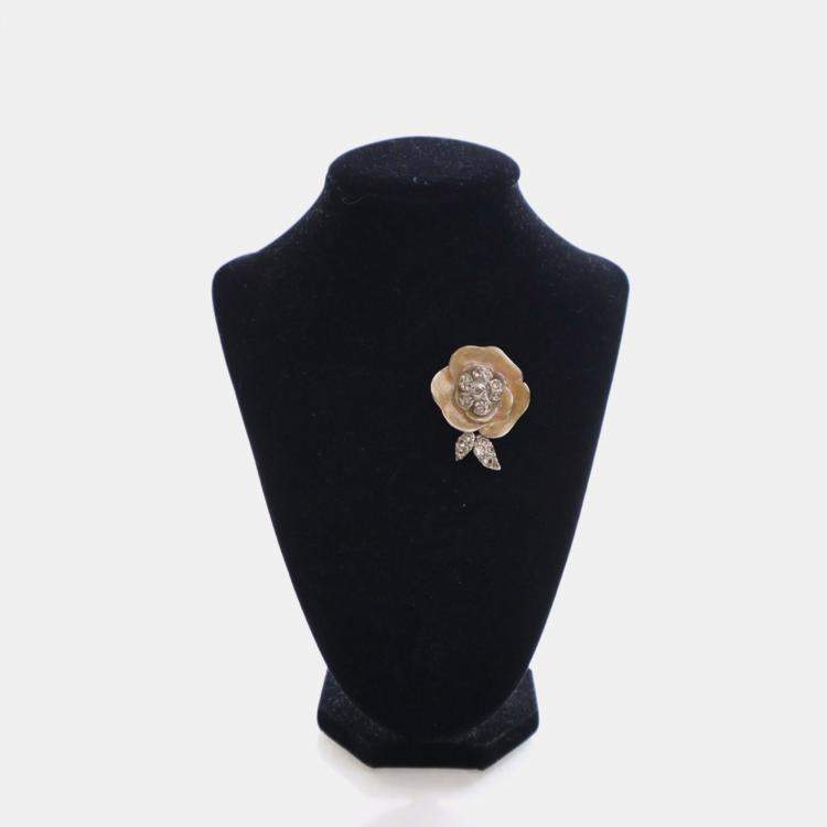 Pre Owned Chanel Vintage Camelia Crystal Brooch