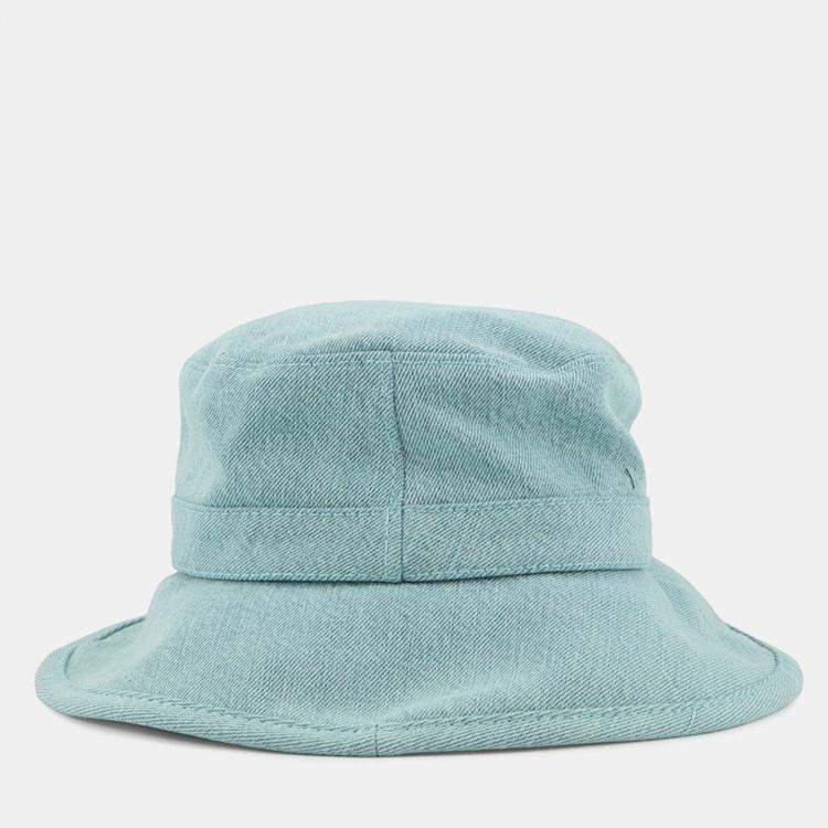 Pre Owned Chanel Hat Logo Size M Aqua Green Denim