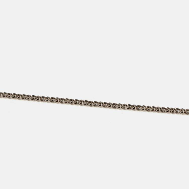 Pre Owned Chanel Faux Pearl Gunmetal Tone Pendant Necklace 