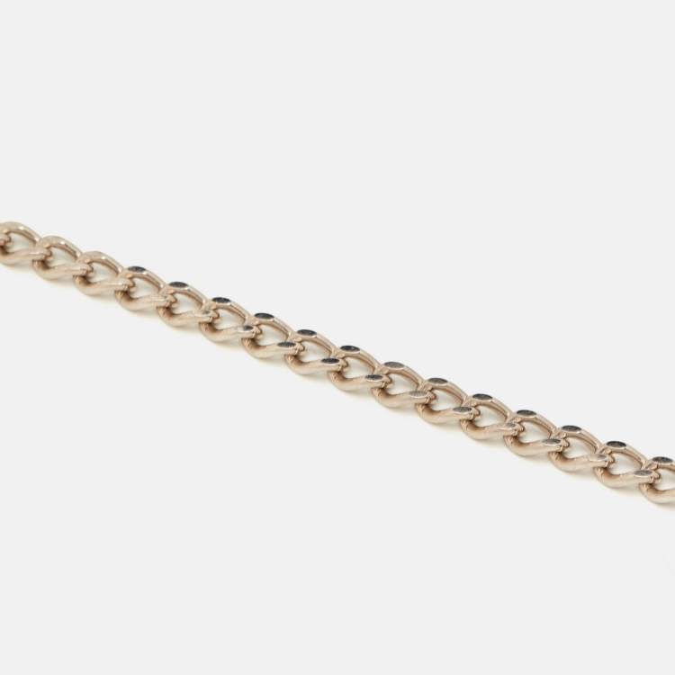 مملوكة مسبقًا Chanel Logo Crystal Silver Tone Pendant Necklace