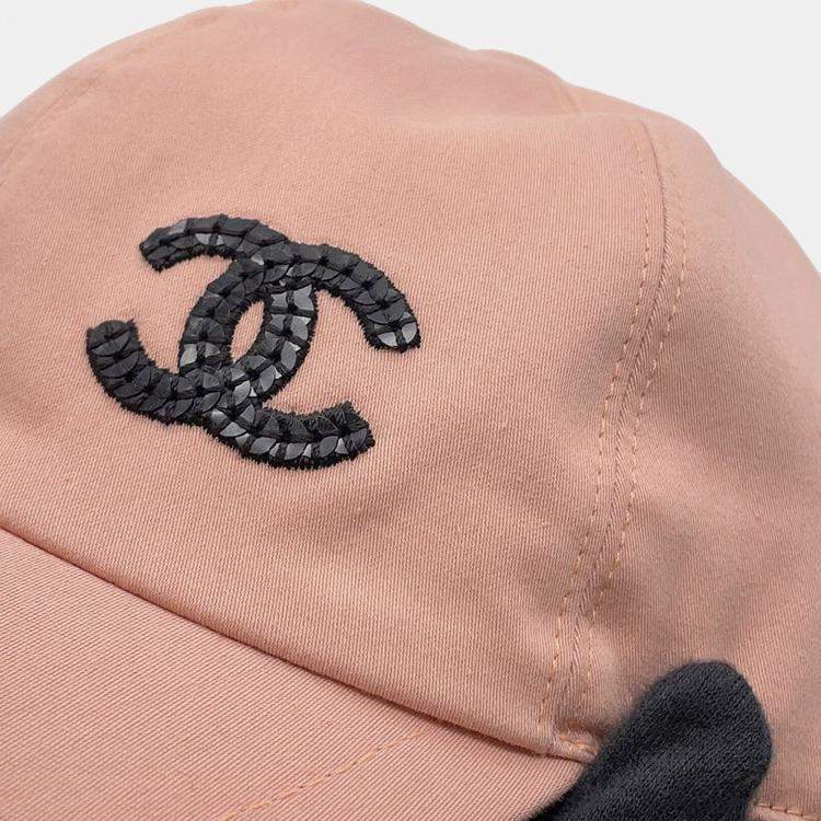 Pre Owned Chanel Cc Logo Baseball Cap Pink Cotton100%