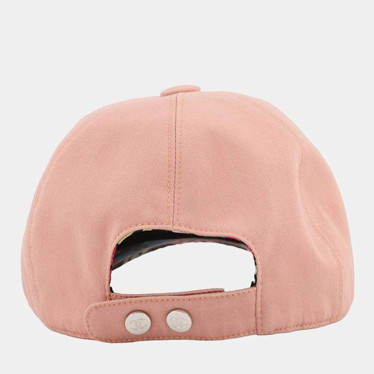 Pre Owned Chanel Cc Logo Baseball Cap Pink Cotton100%