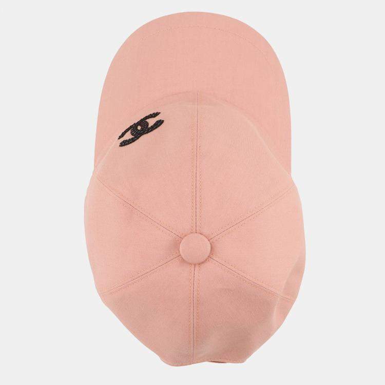 Pre Owned Chanel Cc Logo Baseball Cap Pink Cotton100%