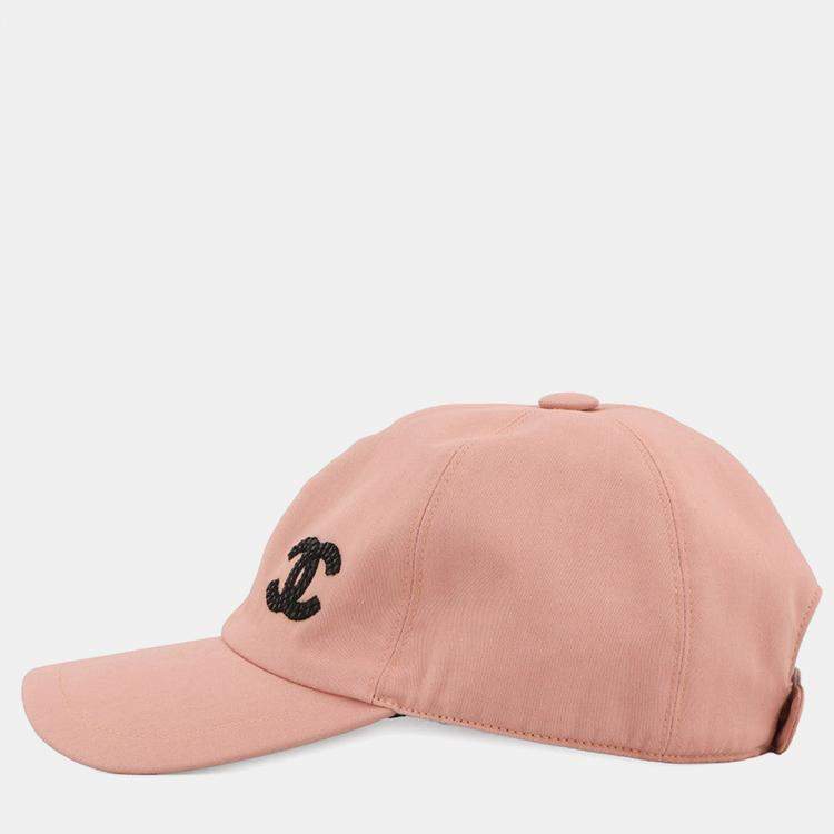 Pre Owned Chanel Cc Logo Baseball Cap Pink Cotton100%