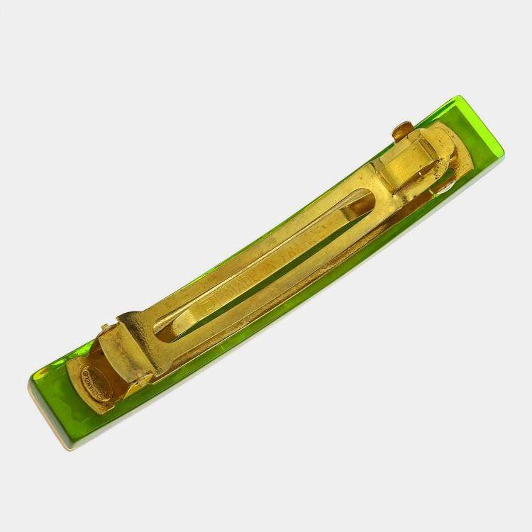 Pre Owned Chanel Hair Clip Barrette Yellow Gold Acrylic