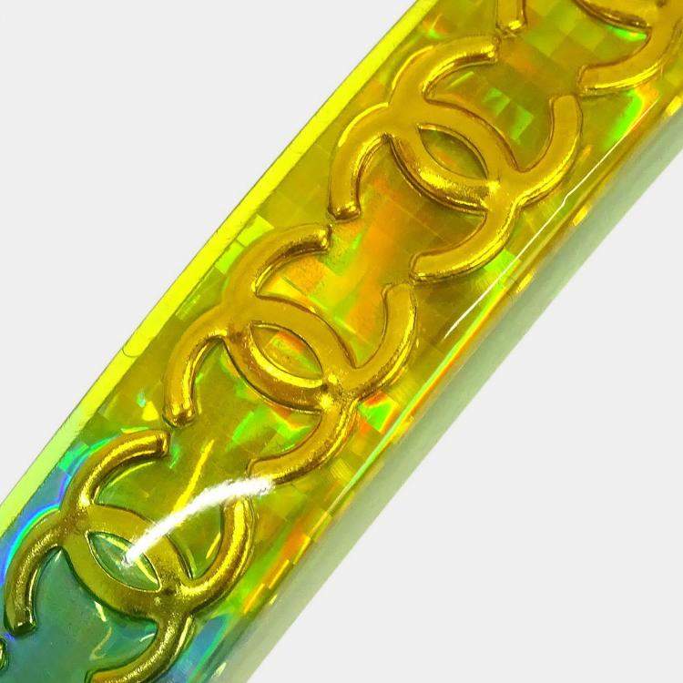 Pre Owned Chanel Hair Clip Barrette Yellow Gold Acrylic