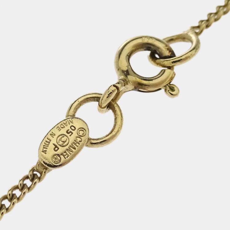 Pre Owned Chanel CC Chain Necklace Gold Camellia