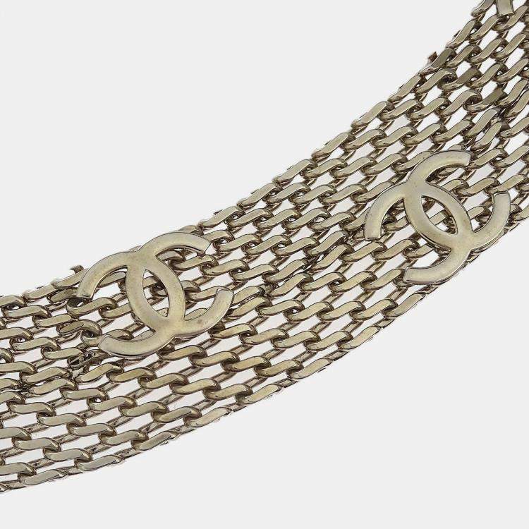 Pre Owned Chanel Chain Belt Silver Small