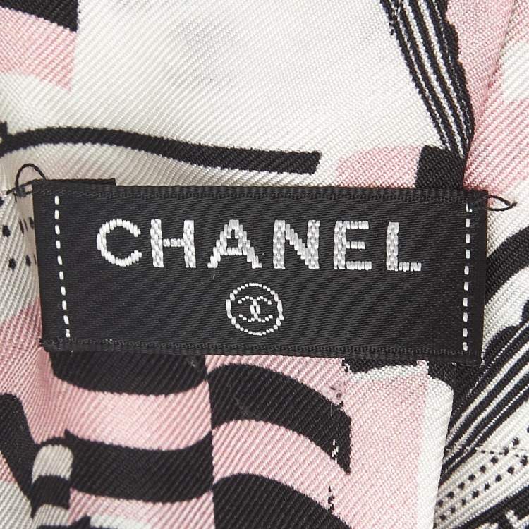 Pre Owned Chanel Pink Printed Silk Bandeau