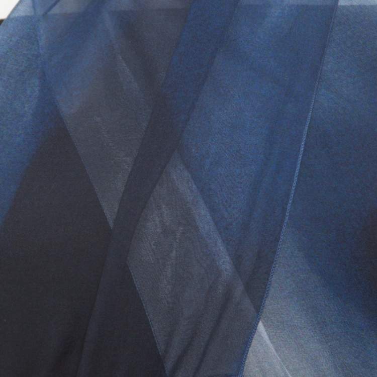 Pre Owned Chanel Blue Printed Silk Beach Cover Up M