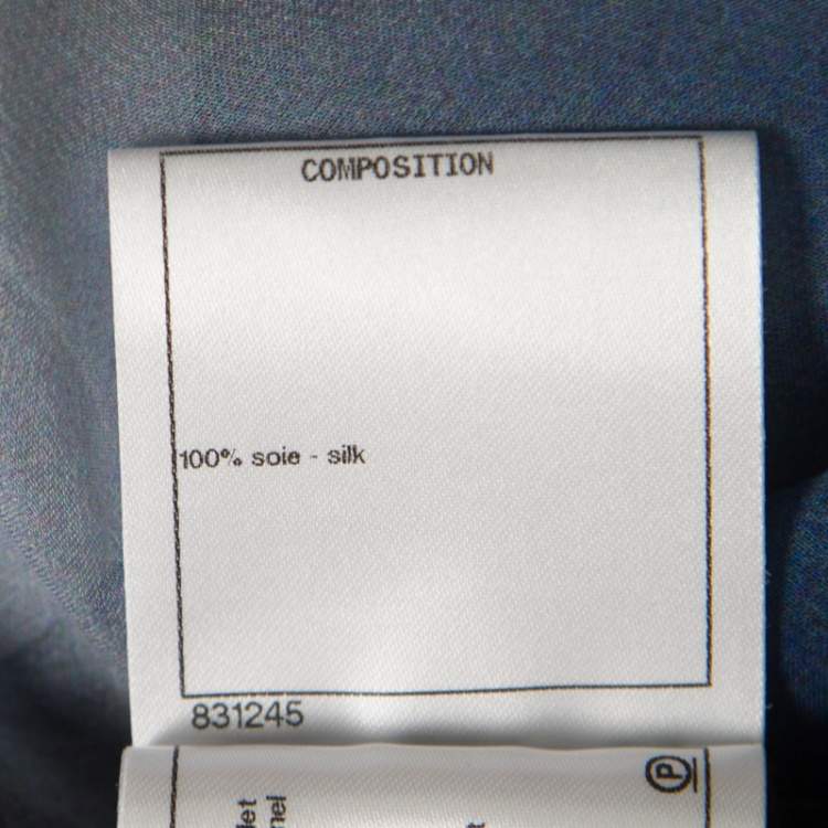 Pre Owned Chanel Blue Printed Silk Beach Cover Up M