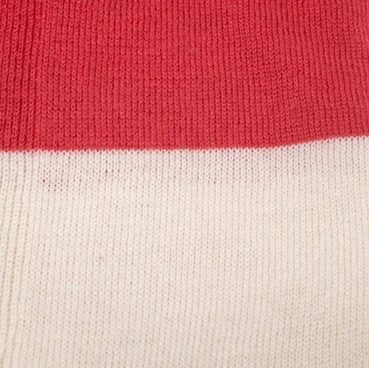 Pre Owned Chanel Coral Orange Wool and Silk Blend Stole