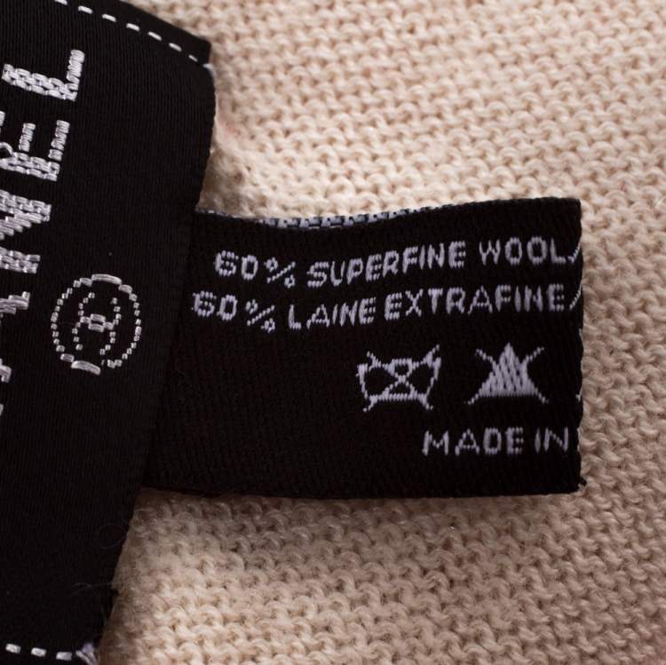 Pre Owned Chanel Coral Orange Wool and Silk Blend Stole