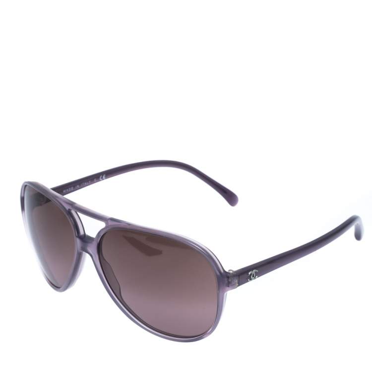 Pre Owned Chanel Dark Grey Gradient 5206 Aviator Sunglasses