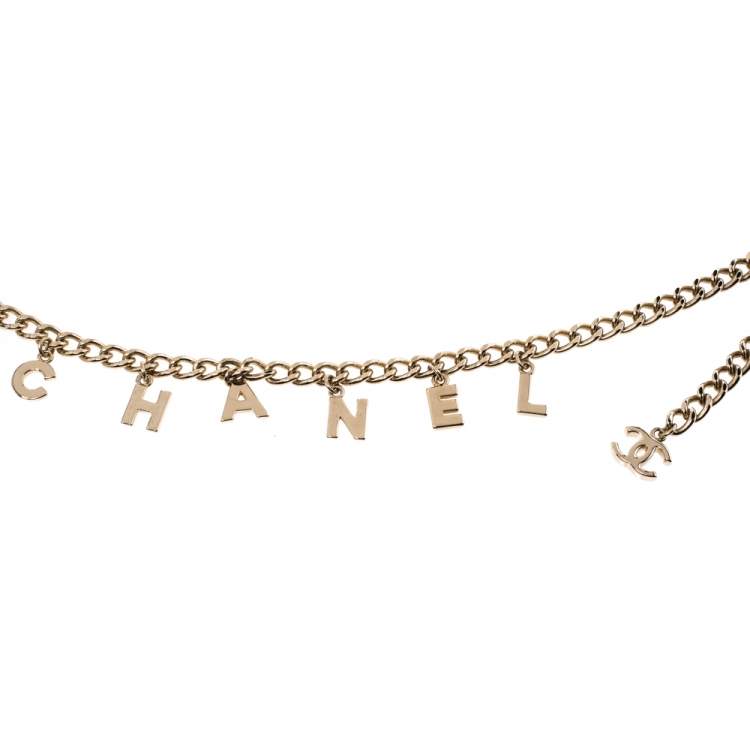 Chanel Vintage Gold Tone Logo Charm Chain Link Belt Chanel
