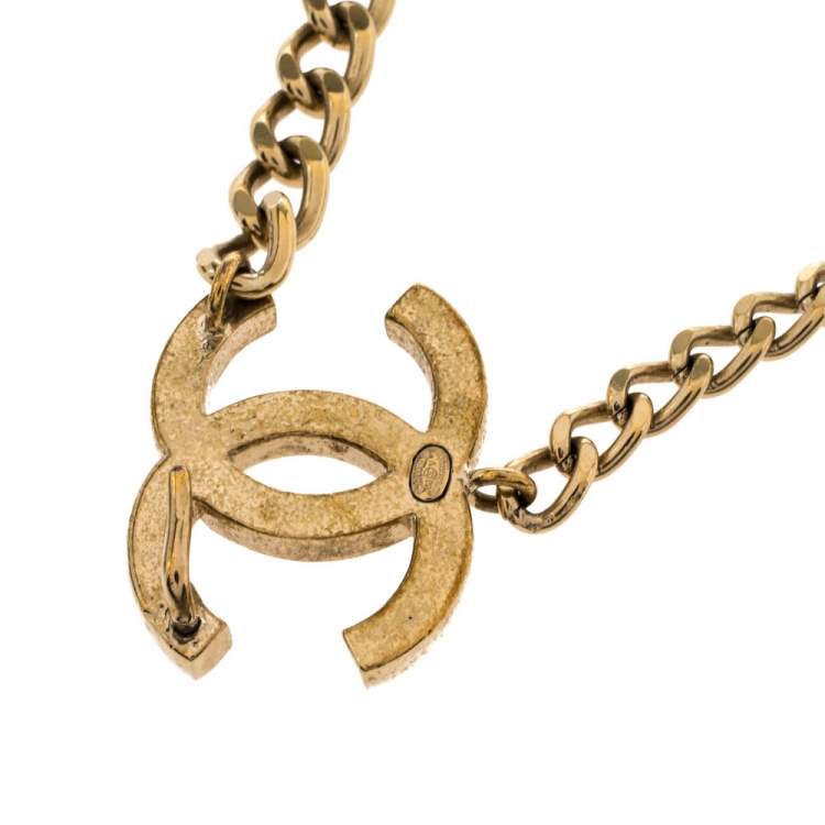 مملوكة مسبقًا Chanel CC Enamel Gold Tone Chain Link Belt