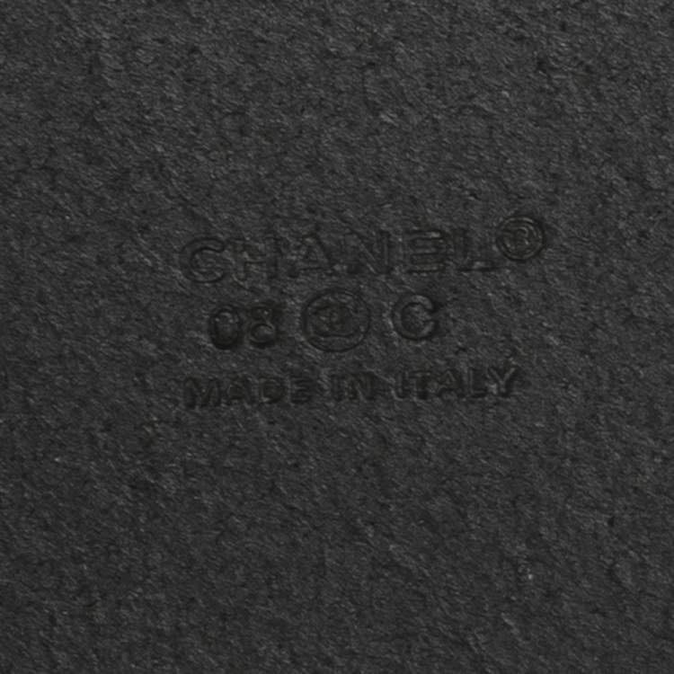 Pre Owned Chanel Black Leather CC Logo Buckle Belt 95 CM