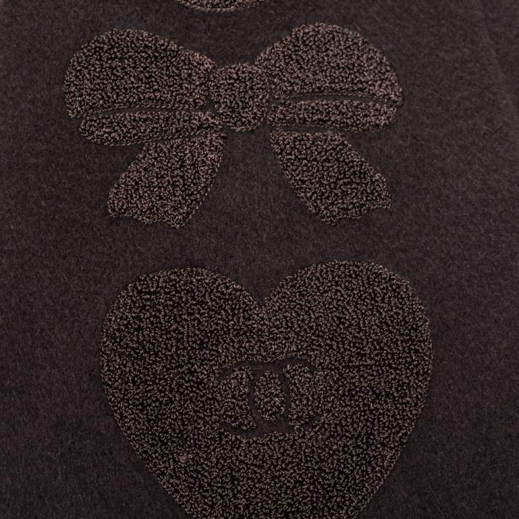 Pre Owned Chanel Brown Cashmere Multi Icon Embroidered Stole