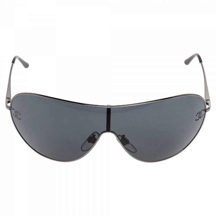 Chanel Silver/Black 4122B Shield Sunglasses Chanel