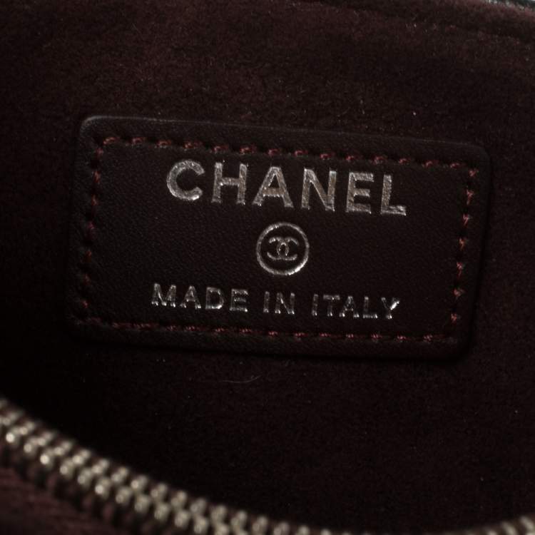 Pre Owned Chanel Black Quilted Caviar Leather CC Phone Holder Clutch