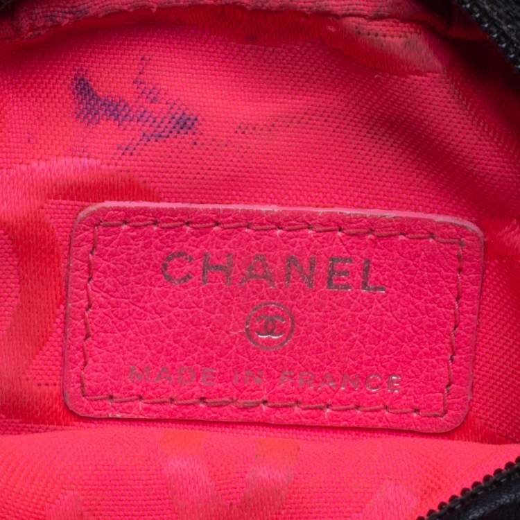 Pre Owned Chanel Black/White Quilted Leather Cambon Ligne Phone Case