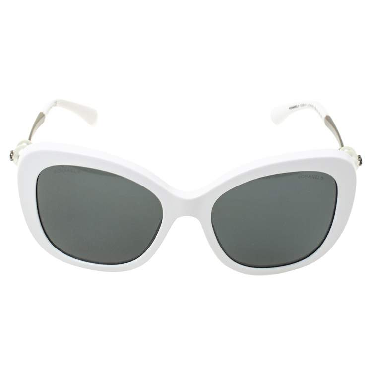 Chanel White Pearl Embellished 5339H Square Sunglasses Chanel