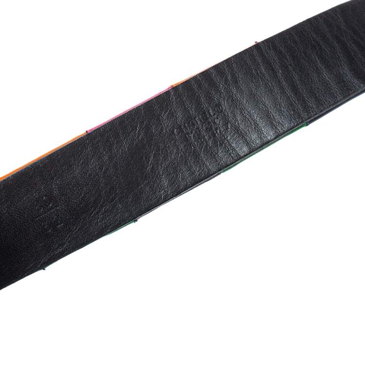 Pre Owned Chanel Multicolor Patchwork Leather CC Belt 80 CM