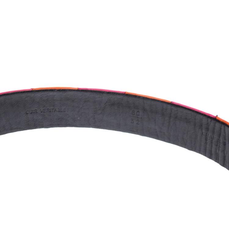 Pre Owned Chanel Multicolor Patchwork Leather CC Belt 80 CM