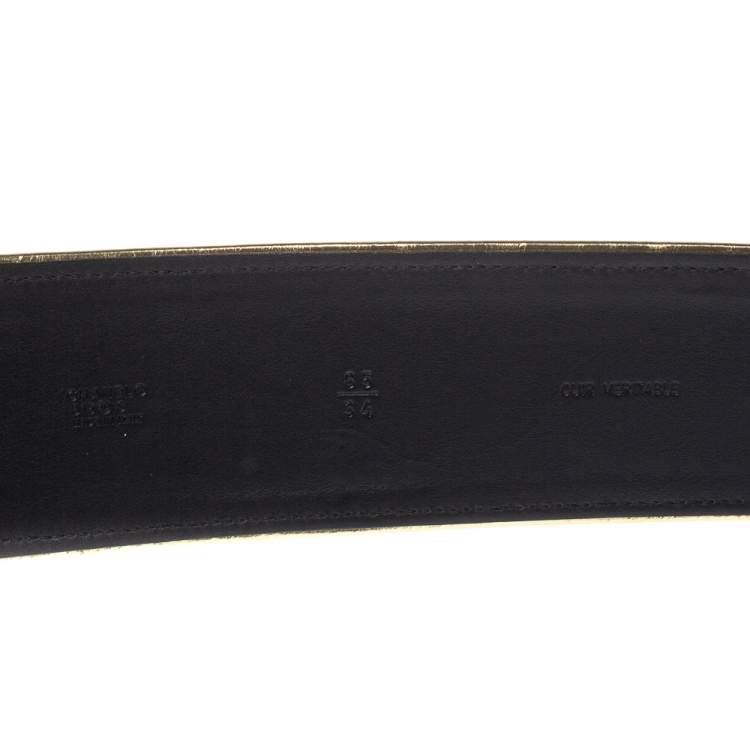 Pre Owned Chanel Metallic Gold Distressed Leather Waist Belt 85CM