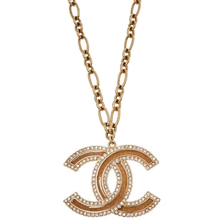 Guaranteed Authentic CHANEL Crystal CC Textured Crystal-Encrusted Meda
