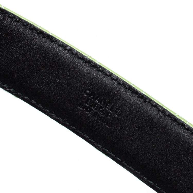 Pre Owned Chanel Mint Green Quilted Leather CC Pearl Belt 85CM