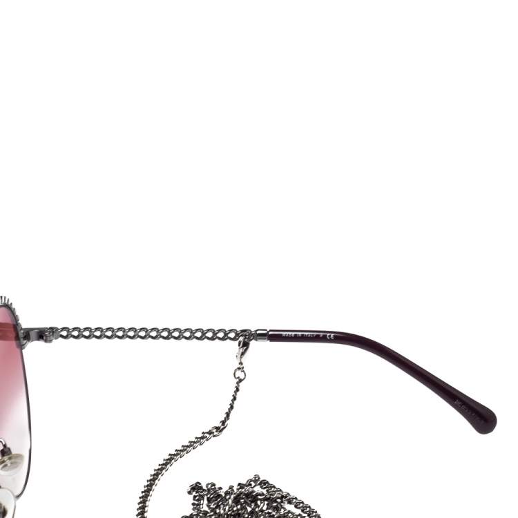 مملوكة مسبقًا Chanel Silver Tone Chaîne / Pink Gradient 4242  Pantos Round Sunglasses