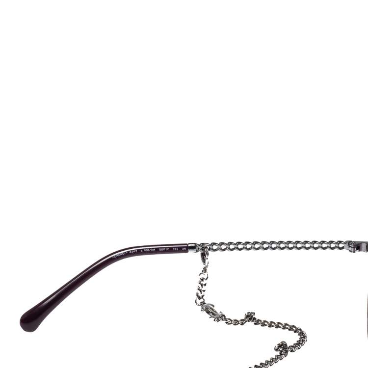 مملوكة مسبقًا Chanel Silver Tone Chaîne / Pink Gradient 4242  Pantos Round Sunglasses