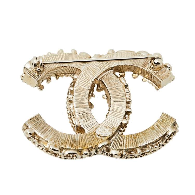 Chanel 23 Gold Black Resin with Gold Foil CC Large Brooch current