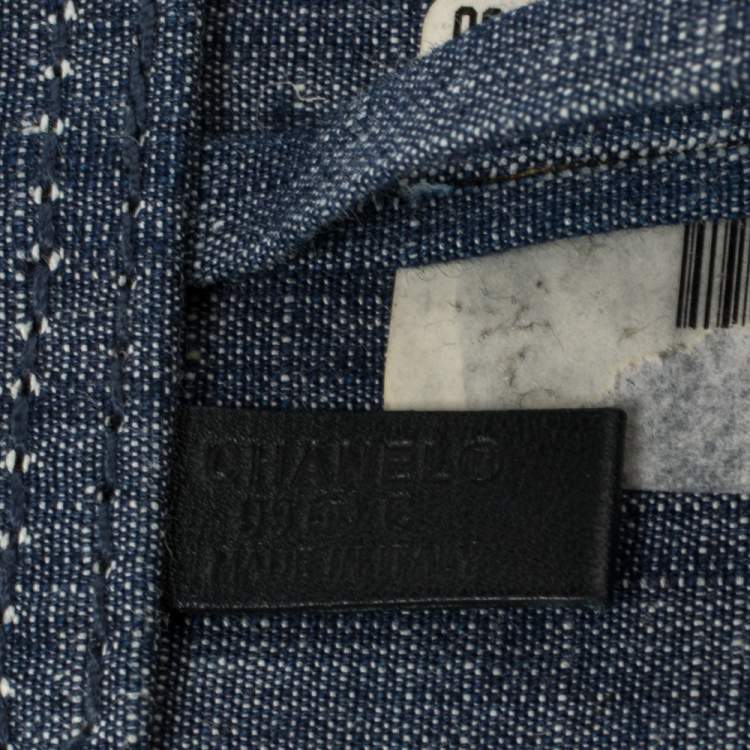 Pre Owned Chanel Blue Denim Chain Buckle Waist Belt 85 CM