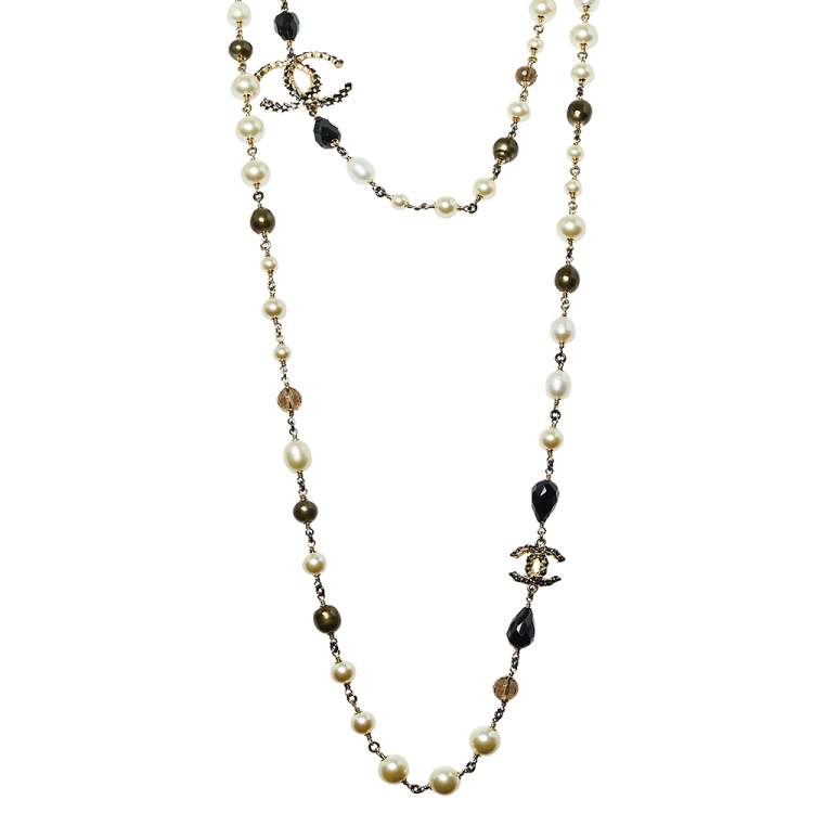 Chanel Imitation Pearl, Stone, and Metal Long Necklace, 2017, Fashion | Bead Strand, Contemporary Jewelry