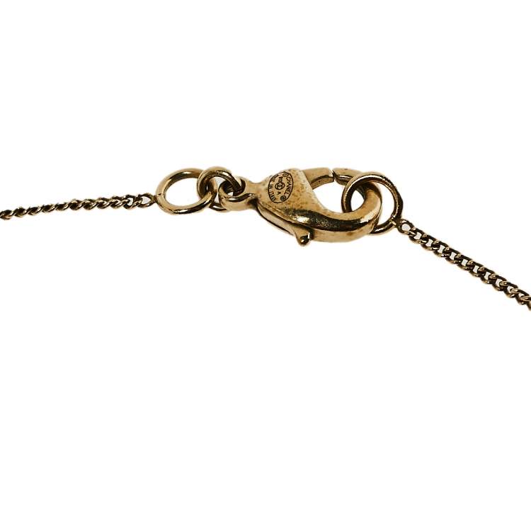 Pre Owned Chanel Pale Gold Tone Crystal CC Pendant Necklace