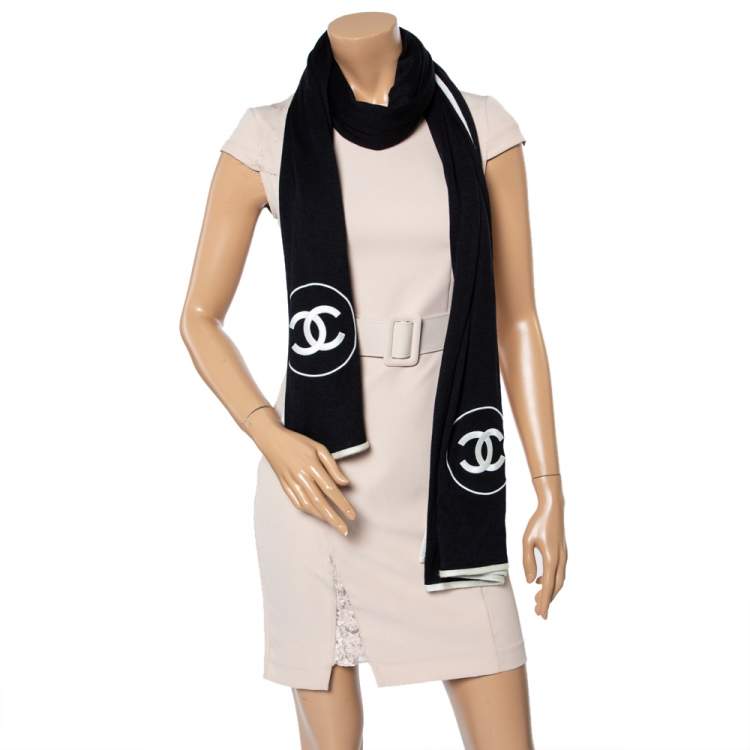 black white chanel scarf
