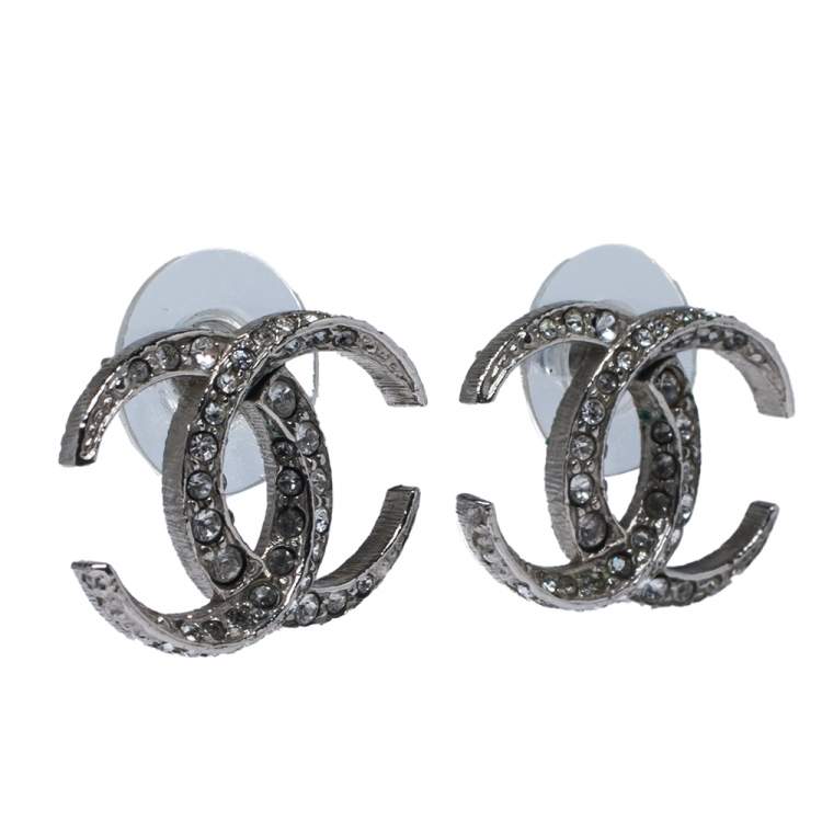 Chanel CC Moon Crystal Stud Earrings Chanel