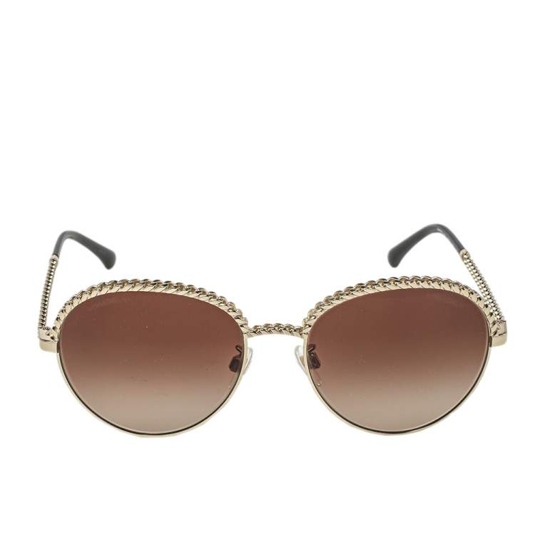 Chanel Gold/Brown 4242 Oval Sunglasses Chanel