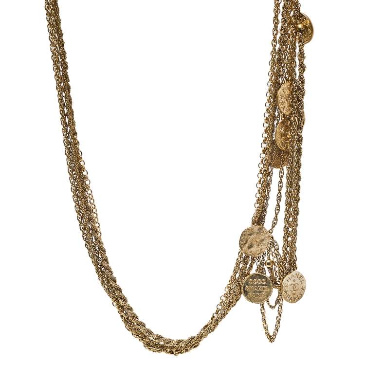 Chanel Vintage Gold Metal Quilted CC Medallion Chain Necklace, 1994  Available For Immediate Sale At Sotheby's