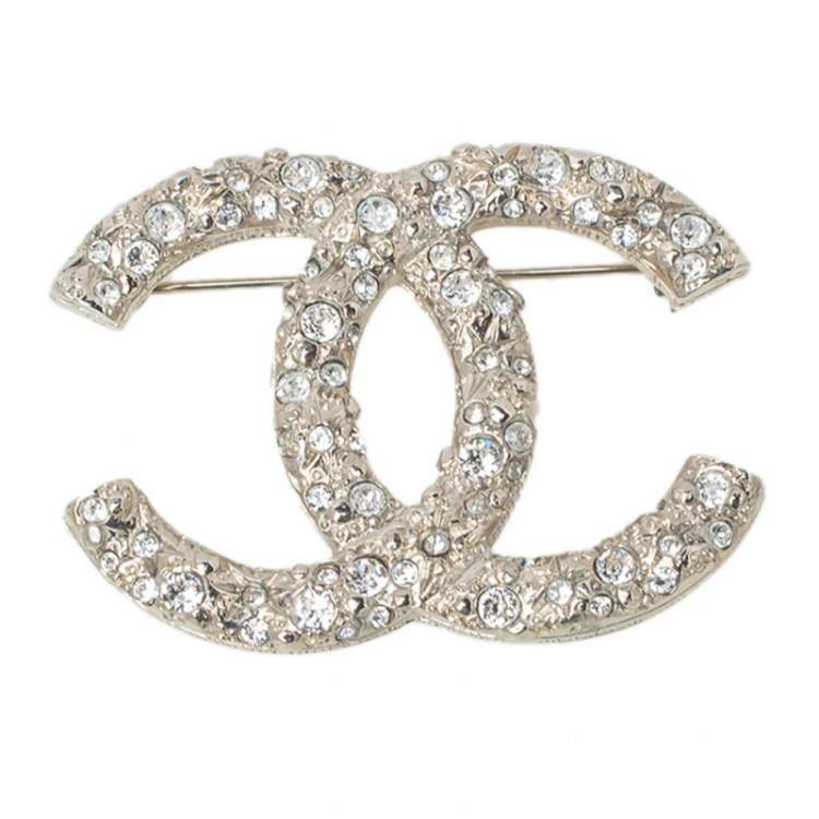 Chanel CC Enamel Crystals Silver Tone Brooch Chanel | The Luxury Closet