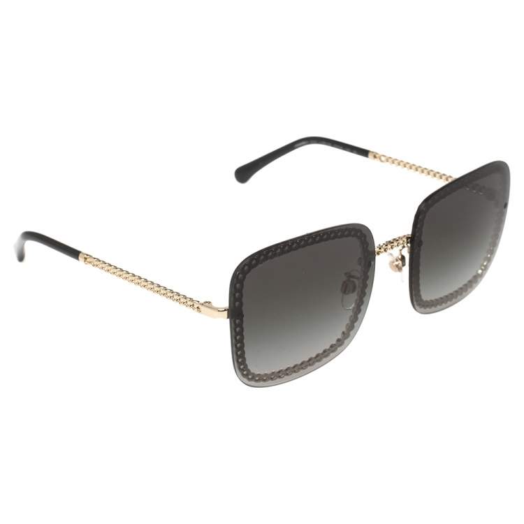 Chanel Dark Grey 4244 Gradient Chain Embellished Square Sunglasses Chanel |  The Luxury Closet